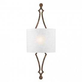 Elstead Tilling Single Light Wall Fitting in Distressed Goldleaf Finish Complete with White Silk Shade