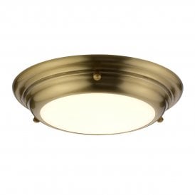 Elstead Welland Small 12w LED Flush Ceiling Fitting in Aged Brass Finish