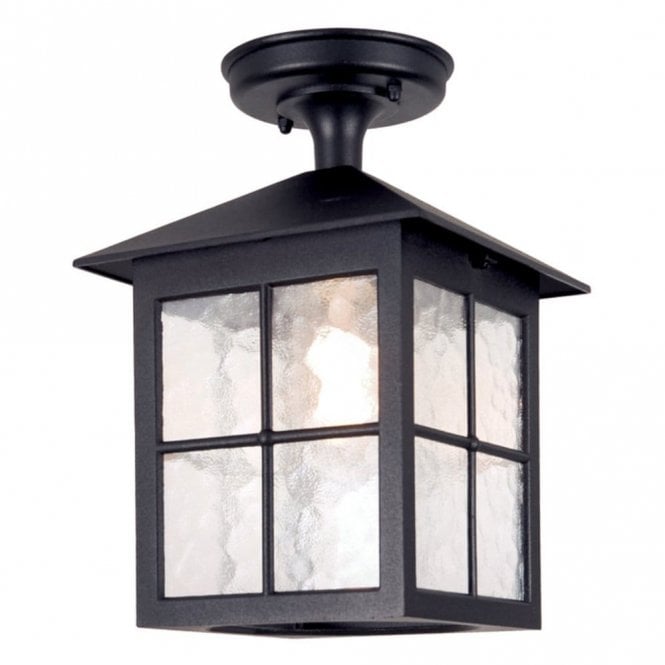 Elstead Lighting Elstead Winchester Single Light Outdoor Semi-Flush Ceiling Lantern in a Black Finish