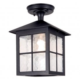 Elstead Winchester Single Light Outdoor Semi-Flush Ceiling Lantern in a Black Finish