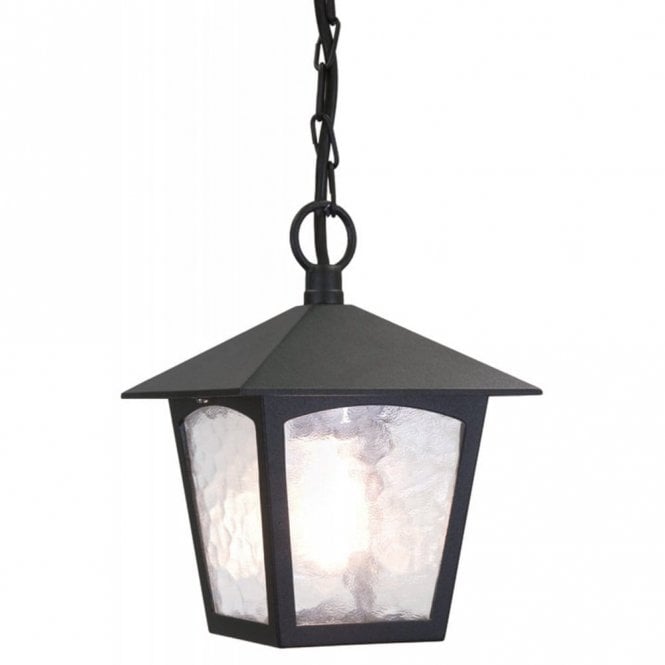 Elstead Lighting Elstead York Single Light Outdoor Ceiling Pendant Lantern in a Black Finish