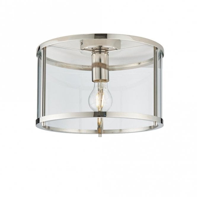 Endon Lighting 49111 Endon Hopton Single Light Flush Ceiling Fitting In Polished Nickel Finish