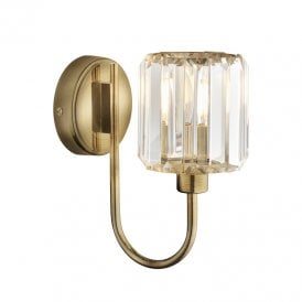 Berenice Glass Wall Light In Antique Brass Finish