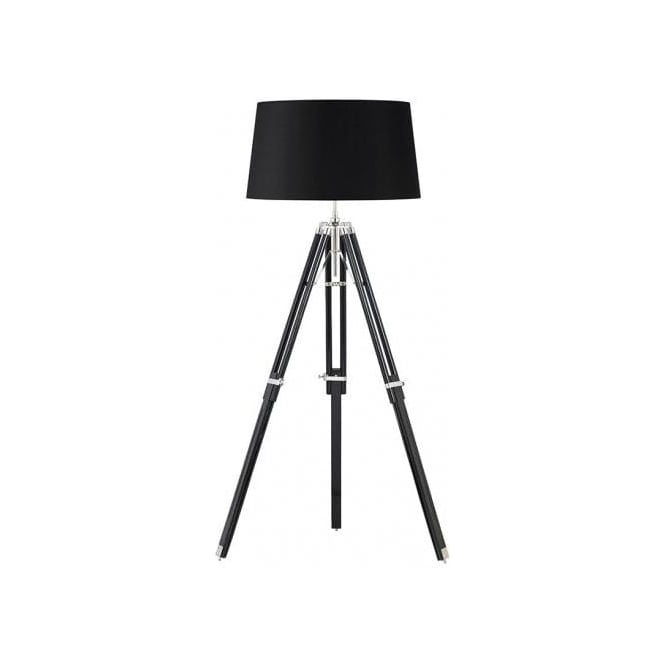 Endon Lighting EH-TRIPOD-FLBL Tripod Single Light Floor Lamp Base In Black Wood And Polished Chrome Finish