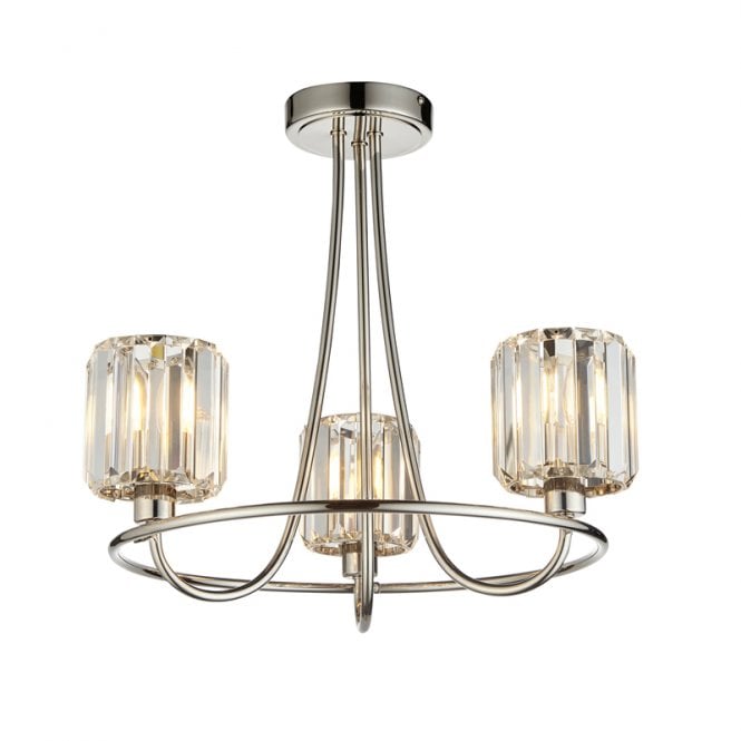 Endon Lighting Endon Berenice 3 Light Glass Semi-Flush Ceiling Fitting In Nickel Finish