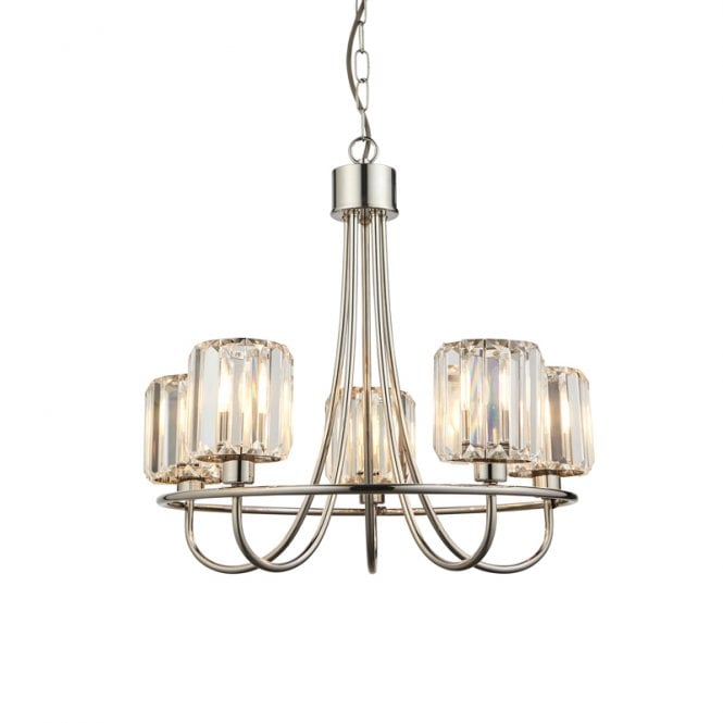 Endon Lighting Endon Berenice 5 Light Glass Chandelier In Nickel Finish