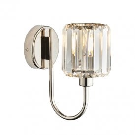 Endon Berenice Single Light Glass Wall Fitting In Nickel Finish