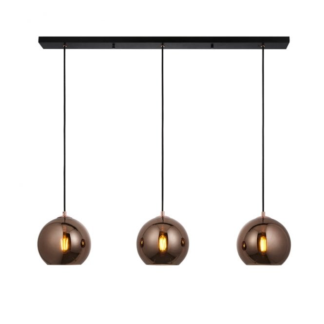 Endon Lighting Endon Boli 3 Light Glass Bar Pendant In Copper Finish