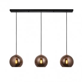 Endon Boli 3 Light Glass Bar Pendant In Copper Finish