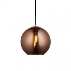 Endon Boli Single Light Glass Ceiling Pendant In Copper Finish