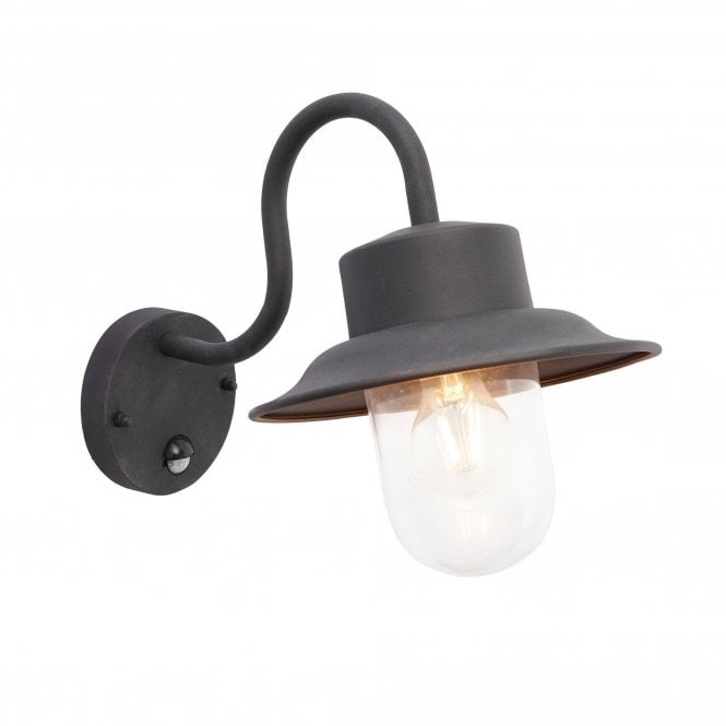 Endon Lighting Endon Chesham Single Light Outdoor Wall Fitting In Textured Black Painted Finish With PIR Sensor