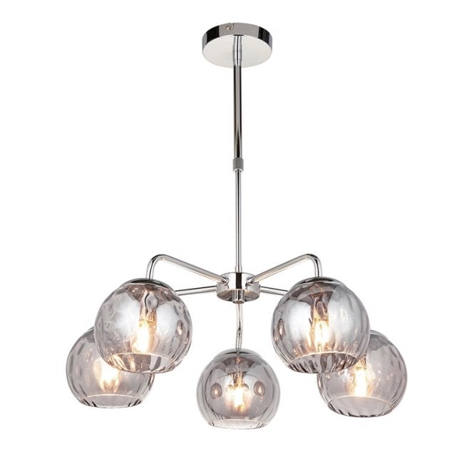 Endon Lighting Endon Dimple 5 Arm Ceiling Pendant In Polished Chrome Finish