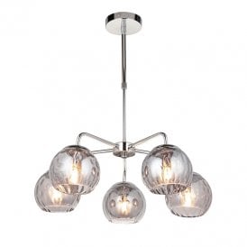 Endon Dimple 5 Arm Ceiling Pendant In Polished Chrome Finish