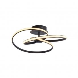 Endon Dune 42 Watt Integrated LED Semi Flush Ceiling Fitting in Black Finish