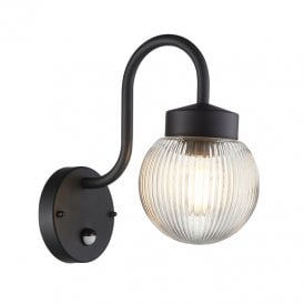 Endon Eldon Single Light Outdoor Wall Fitting with PIR Sensor In Black Finish