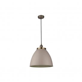 Endon Endon Franklin Single Light Large Ceiling Pendant in Vintage Stone Colour Finish with Antiqued Brass Details
