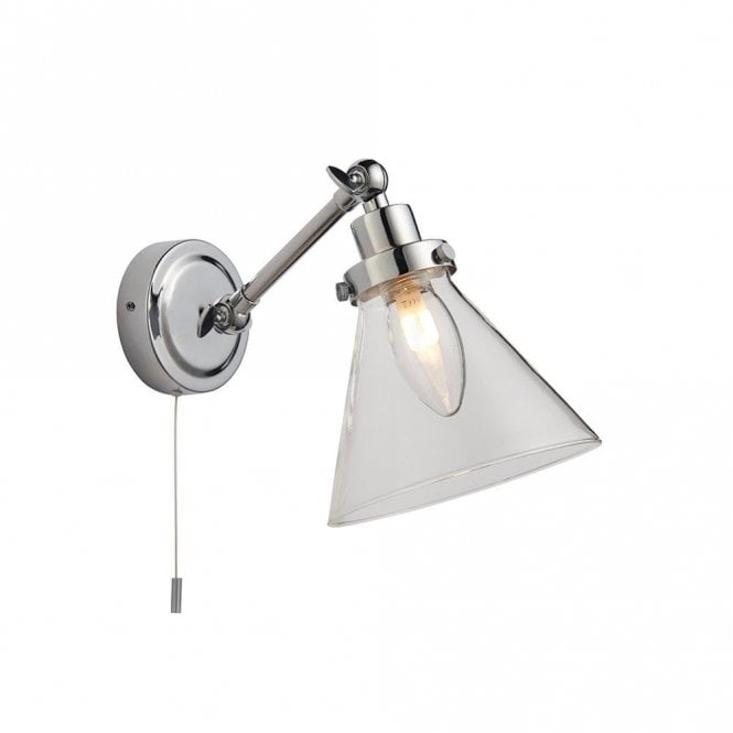 Endon Lighting Endon Faraday Single Light Bathroom Wall Fitting in Chrome Plated Finish with Clear Glass Shade