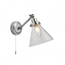 Endon Faraday Single Light Bathroom Wall Fitting in Chrome Plated Finish with Clear Glass Shade