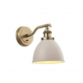Endon Franklin Single Light Switched Wall Fitting in Antique Brass Finish with Stone Painted Shade