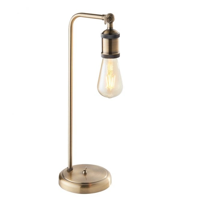 Endon Lighting Endon Hal Single Light Desk Lamp In Antique Brass Finish