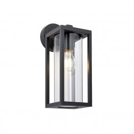 Endon Hamden Single Light Outdoor Hanging Wall Lantern in Textured Black Finish with Clear Glass