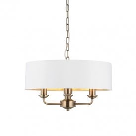 Endon Highclere 3 Arm Ceiling Pendant In Antique Brass Finish