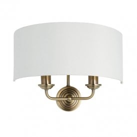 Endon Highclere Twin Wall Fitting In Antique Brass Finish