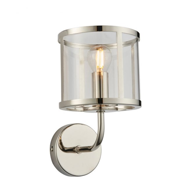 Endon Lighting Endon Hopton Single Light Glass Wall Fitting In Nickel Finish
