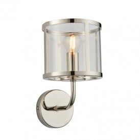 Endon Hopton Single Light Glass Wall Fitting In Nickel Finish