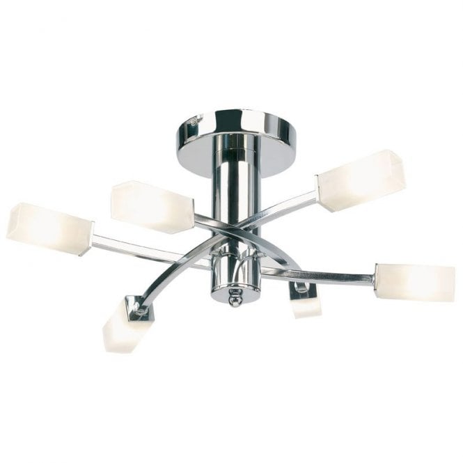Endon Lighting Endon Kennedy 6 Arm Semi-Flush Ceiling Light In Polished Chrome Finish