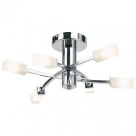 Endon Kennedy 6 Arm Semi-Flush Ceiling Light In Polished Chrome Finish