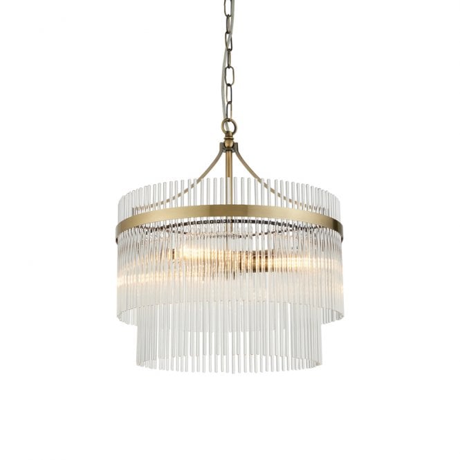 Endon Lighting Endon Marietta 3 Light Glass Chandelier In Antique Brass Finish
