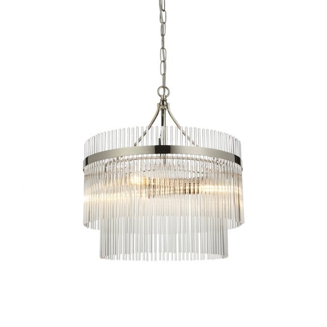 Endon Lighting Endon Marietta 3 Light Glass Chandelier In Nickel Finish