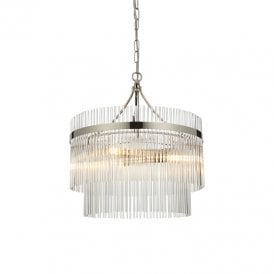 Endon Marietta 3 Light Glass Chandelier In Nickel Finish