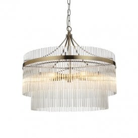 Endon Marietta 5 Light Glass Chandelier In Antique Brass Finish
