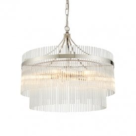 Endon Marietta 5 Light Glass Chandelier In Polished Nickel Finish