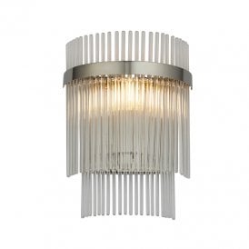 Endon Marietta Single Light Glass Flush Wall Fitting In Nickel Finish