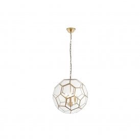 Endon Miele 3 Light Ceiling Pendant in Antique Brass and Clear Glass