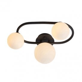 Endon Pulsa 3 Light Circle Semi-Flush Ceiling Fitting In Matt Black Finish