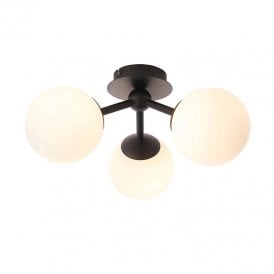 Endon Pulsa 3 Light Semi-Flush Ceiling Fitting In Matt Black Finish