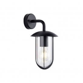 Endon Quinn Single Light Outdoor Hanging Wall Lantern in Textured Black Finish with Clear Polycarbonate