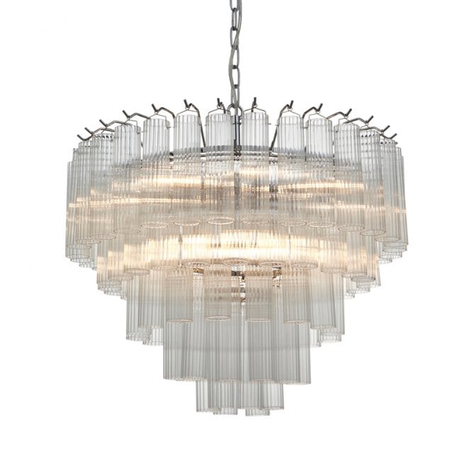 Endon Lighting Endon Toulouse 12 Light Glass Chandelier In Polished Nickel Finish