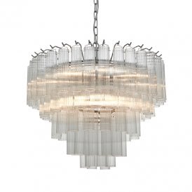 Endon Toulouse 12 Light Glass Chandelier In Polished Nickel Finish