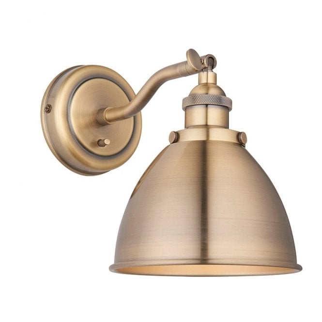 Endon Lighting Franklin Single Light Wall Fitting In Antique Brass Finish