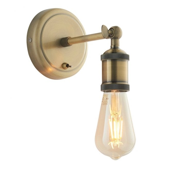 Endon Lighting Hal Single Light Wall Fitting In Antique Brass Finish