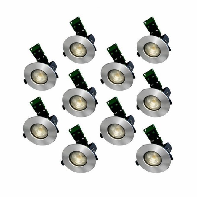 Envirolight Lighting Envirolight Eco IP65 Fire Rated Fixed Downlight - Pack of 10 - Brushed Chrome