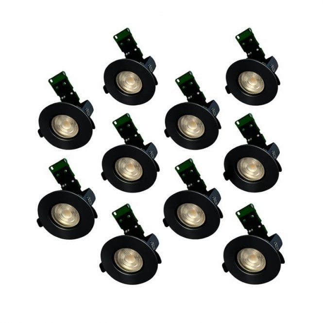 Envirolight Lighting Envirolight Eco IP65 Fire Rated Fixed Downlight - Pack of 10 - Matt Black