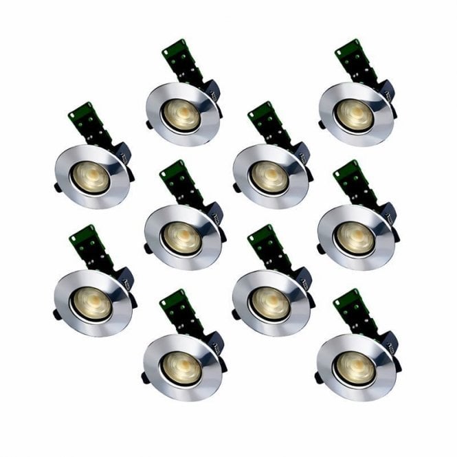 Envirolight Lighting Envirolight Eco IP65 Fire Rated Fixed Downlight - Pack of 10 - Polished Chrome
