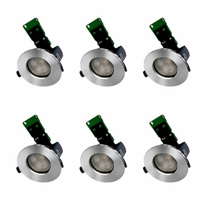 Envirolight Lighting Envirolight Eco IP65 Fire Rated Fixed Downlight - Pack of 6 - Brushed Chrome