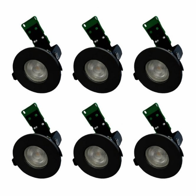 Envirolight Lighting Envirolight Eco IP65 Fire Rated Fixed Downlight - Pack of 6 - Matt Black